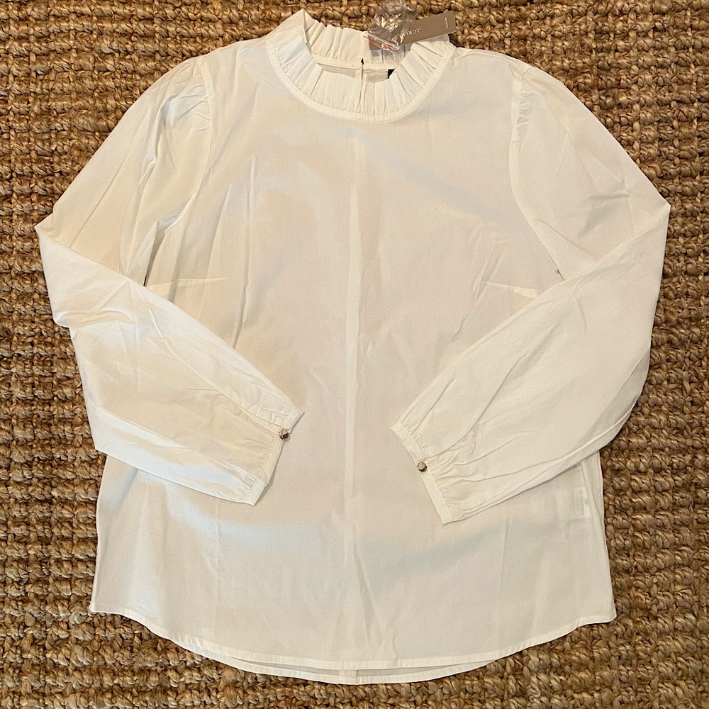 J. Crew Long-Sleeve Ruffleneck Top, Size S NWT